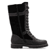 Tiefschwarze remonte Damen Schnürstiefel D9380-02 mit Flip-Grip Sohle. Schuh von hinten.