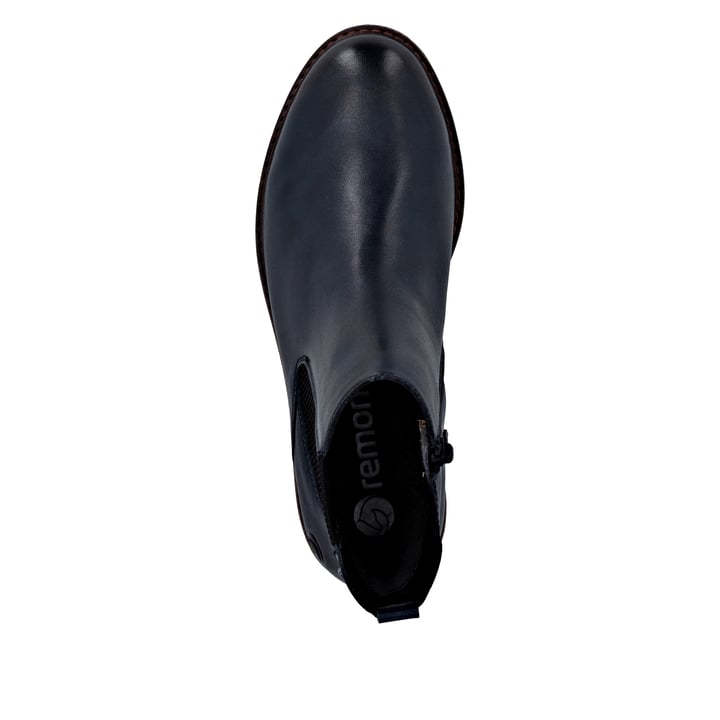 Blaue remonte Chelsea Boots D2Q70-14 mit wasserabweisender remonteTEX-Membran. Schuh Laufsohle.