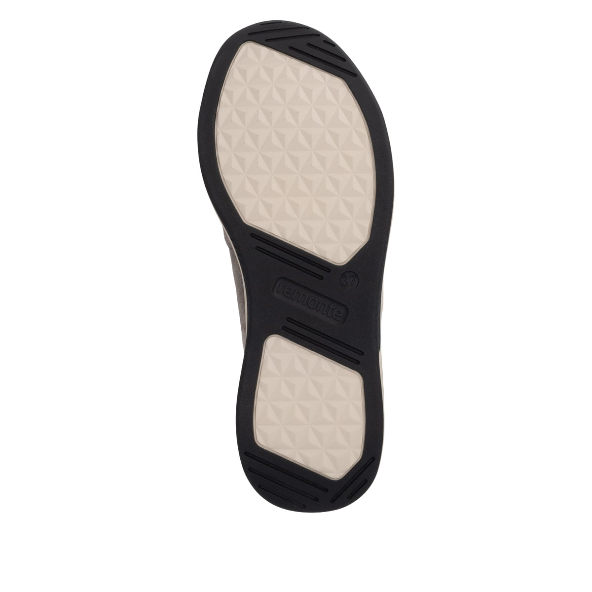 Graue remonte Damen Sneaker D3V71-45 mit wasserabweisender TEX-Membran. Schuh Laufsohle.