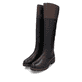 
Nachtschwarze remonte Damen Hochschaftstiefel R6581-02 mit einer Profilsohle. Schuhpaar schräg.