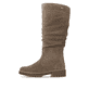 Braune remonte Hochschaftstiefel D3W71-25 mit wasserabweisender TEX-Membran. Schuh Außenseite.