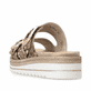 Braune vegane remonte Damen Pantoletten D0Q66-25 mit angesagtem Animal-Print. Schuh von hinten.