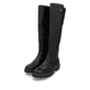 Schwarze remonte Hochschaftstiefel D0B72-01 mit wasserabweisender TEX-Membran. Schuhpaar seitlich schräg.