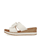 Weiße remonte Damen Pantoletten D6456-80 mit Gummizug sowie weicher Innensohle. Schuh Außenseite.
