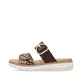 Braune remonte Damen Pantoletten D2K57-25 mit angesagtem Animal-Print. Schuh Außenseite.