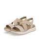 Rosane remonte Riemchensandalen D1J50-31 mit Gummizug sowie weicher Einlegesohle. Schuhpaar seitlich schräg.