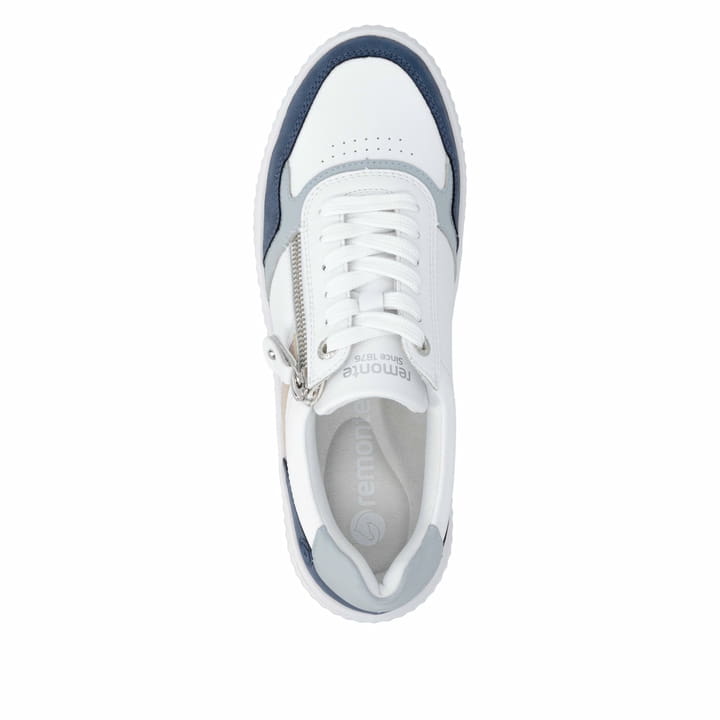 Chaussures à lacets remonte blanches femme D3E05-80 avec fermeture éclair. Chaussure vue de dessus.