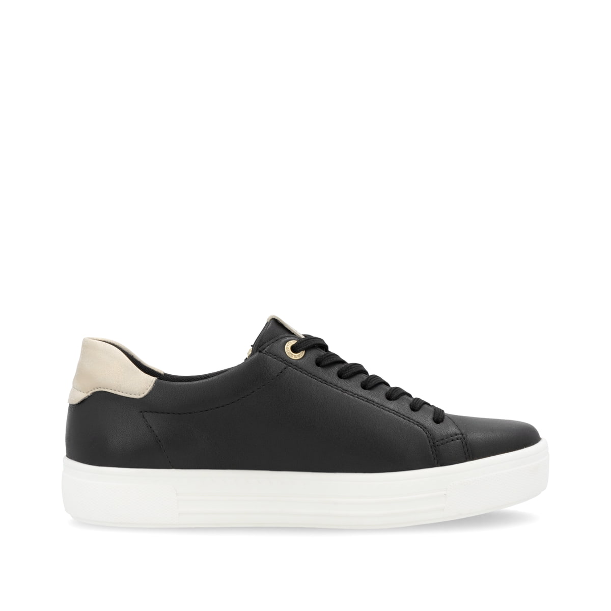 Schwarze remonte Damen Sneaker Low D0919-03 mit einem Reißverschluss. Schuh Innenseite.