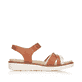 Karamellbraune remonte Damen Riemchensandalen D2058-24 mit einer Profilsohle. Schuh Innenseite