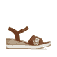 Nussbraune remonte Keilsandaletten D6461-24 mit einem Klettverschluss. Schuh Innenseite.