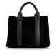 remonte Shopper Q0766-00 in Schwarz mit Reißverschluss, zusätzlichem Schulterriemen und fluffy Obermaterial. Rückseite.