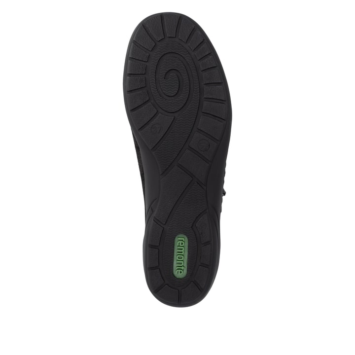 Schwarz-bronzene remonte Damen Schnürschuhe R7637-91 mit einem Reißverschluss. Schuh Laufsohle.