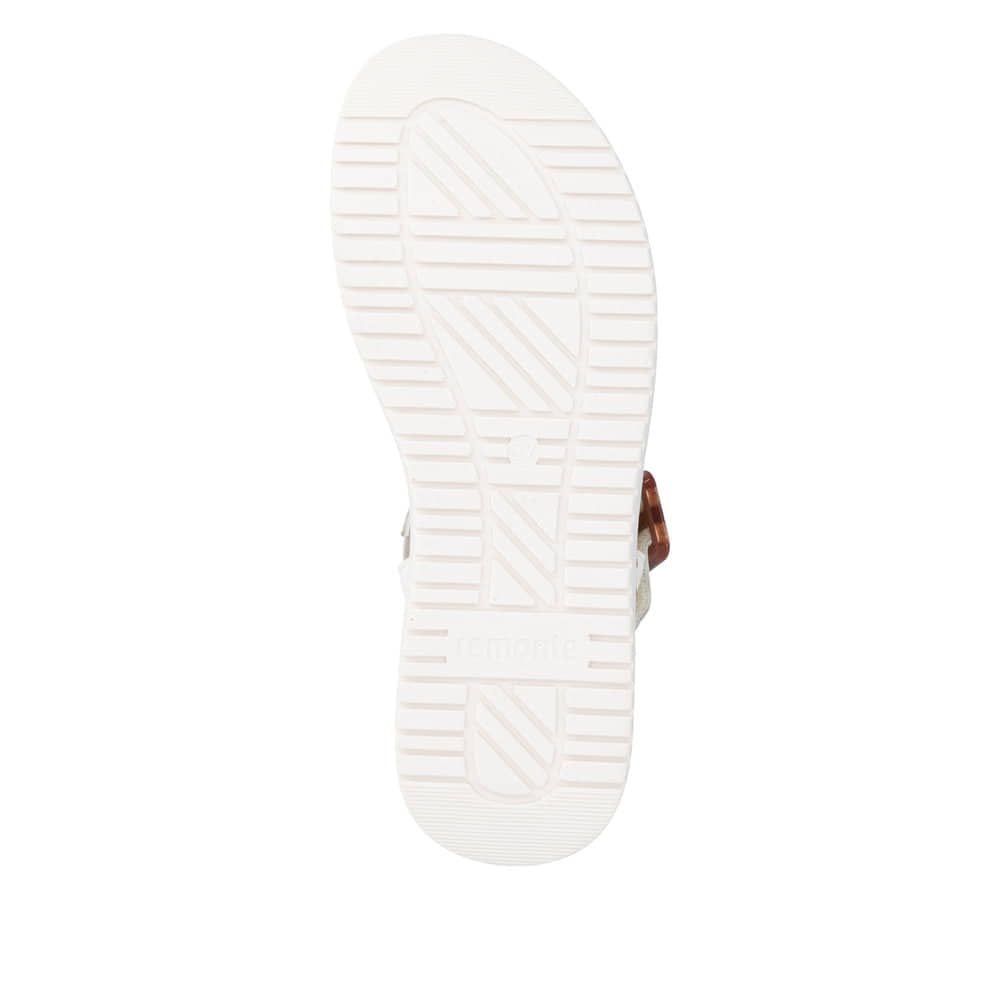 Weiße remonte Riemchensandalen D3J52-80 mit trendiger Schnalle. Schuh Laufsohle.