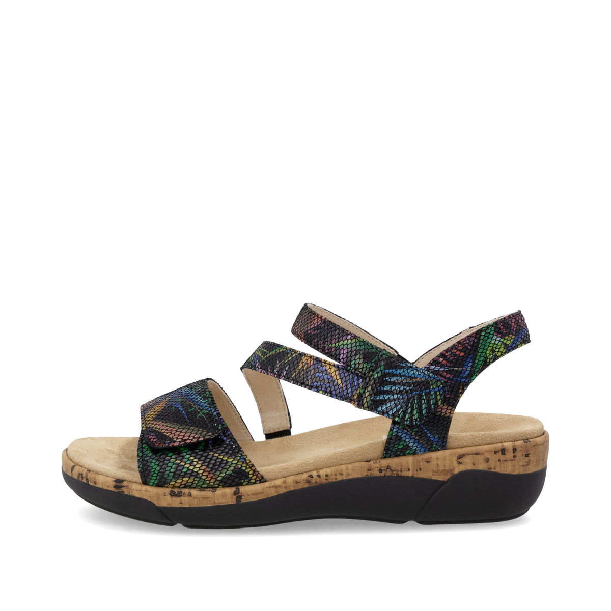 Mehrfarbige remonte Riemchensandalen R6860-91 mit einem Klettverschluss. Schuh Außenseite.