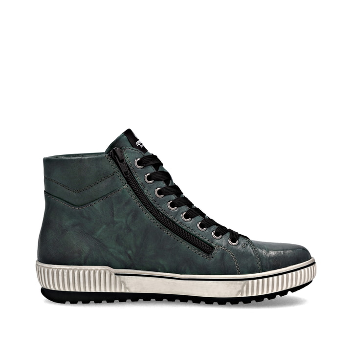 Olivgrüne remonte Damen Schnürstiefel D0772-54 mit wasserabweisender TEX-Membran. Schuh Innenseite.