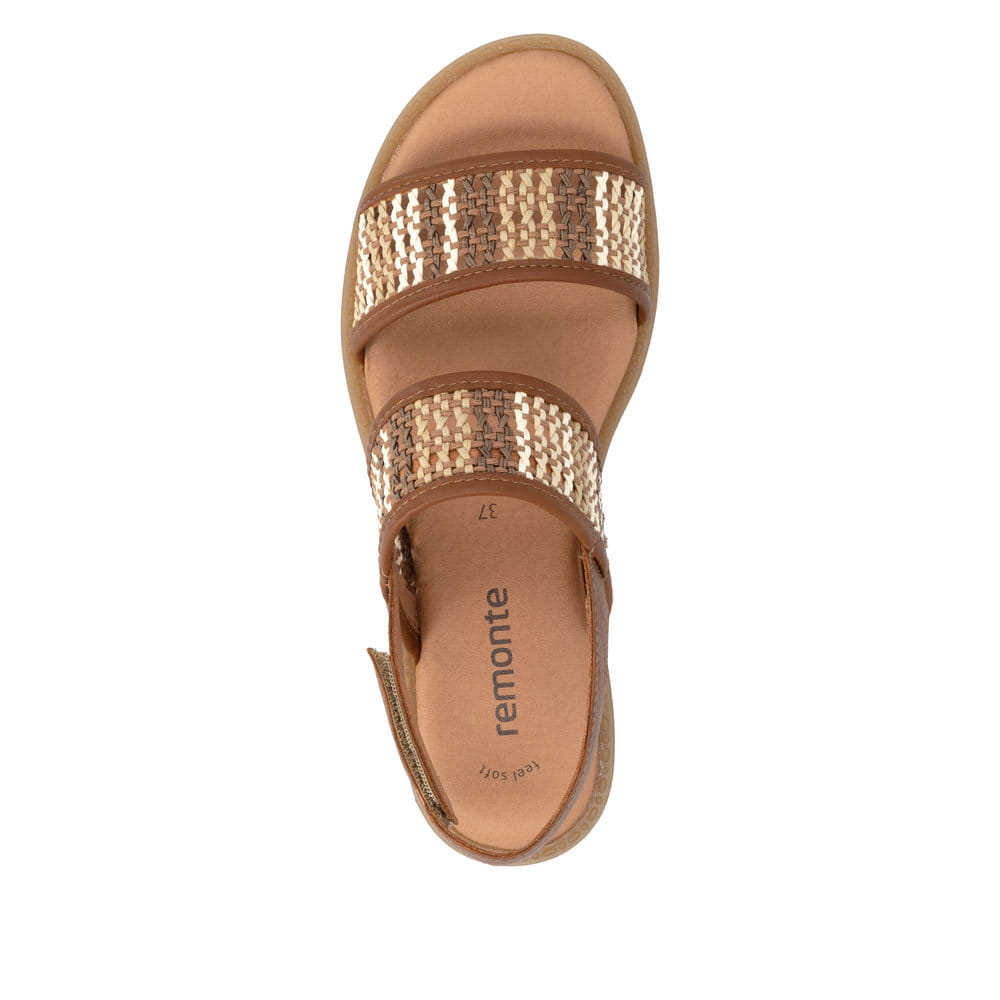 Sandales à lanières remonte marron vegan pour femme D3646-24. Chaussure vue de dessus.