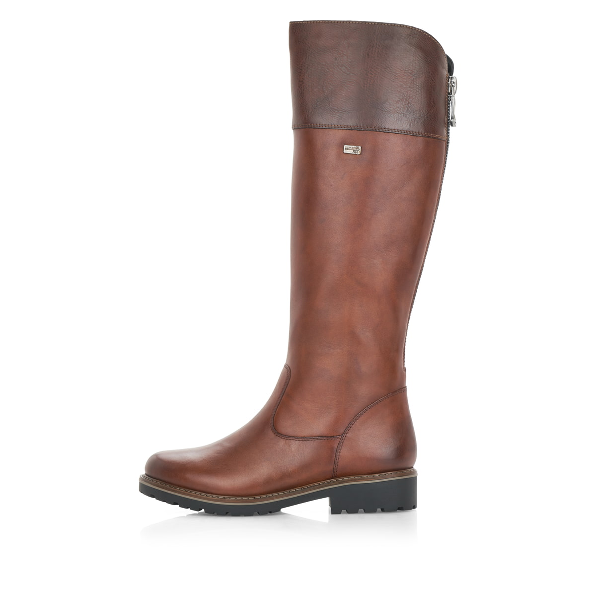 
Karamellbraune remonte Damen Hochschaftstiefel R6581-22 mit einer Profilsohle. Schuh Außenseite
