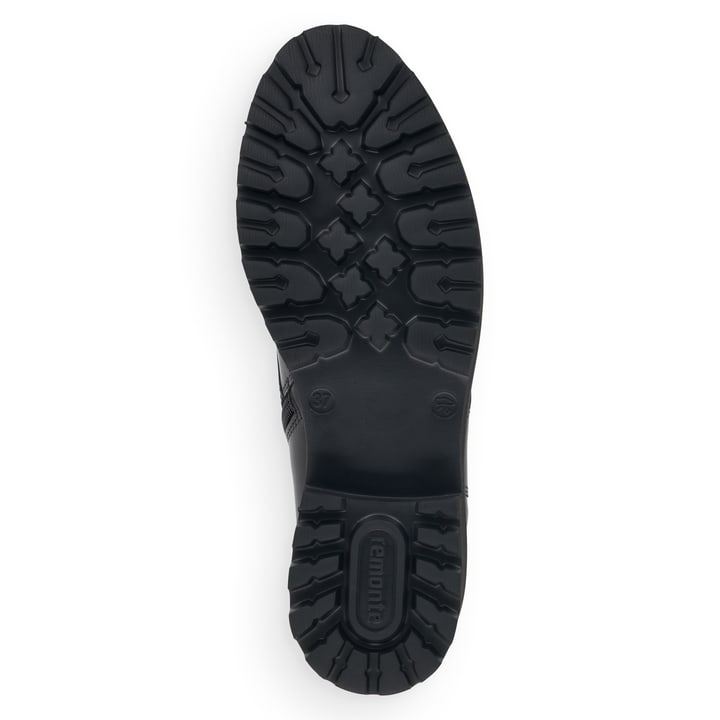 Schwarze remonte Damen Schnürstiefel D8671-01 mit einem Reißverschluss. Schuh Laufsohle.