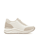 Beige remonte Damen Sneaker D0T00-60 mit einem Reißverschluss sowie Extraweite H. Schuh von hinten.