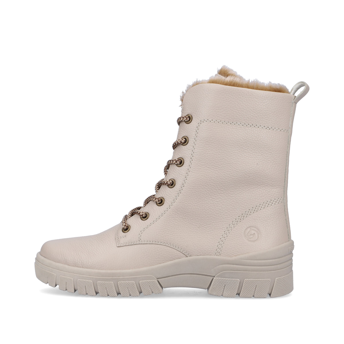 Hellbeige remonte Damen Schnürstiefel D0E72-60 mit Schnürung und Reißverschluss. Schuh Außenseite