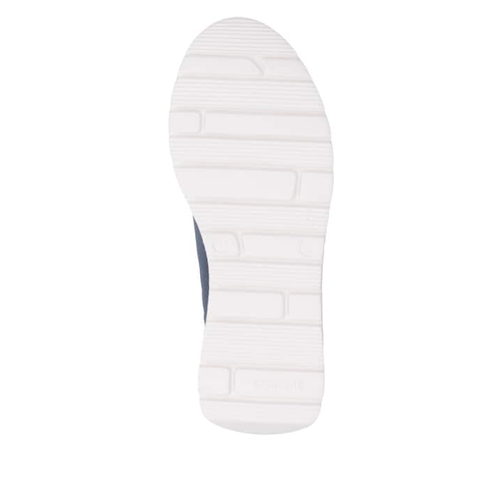 Mocassins remonte bleus pour femme D2V04-12 avec bande élastique. Semelle extérieure de la chaussure.