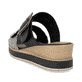 Schwarze remonte Damen Pantoletten D6463-03 mit einem Klettverschluss. Schuh von hinten.