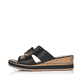 Schwarze remonte Damen Pantoletten D6456-00 mit einem Gummizug. Schuh Außenseite.
