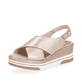 Metallicrosane remonte Keilsandaletten D1P53-31 mit Klettverschluss. Schuh seitlich schräg.