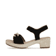 Schwarze remonte Riemchensandaletten D0N55-02 mit einem Klettverschluss. Schuh Außenseite.