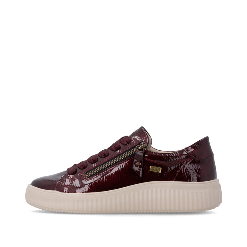 Baskets basses remonte rouges végan pour femmes D3E07-35. Côté extérieur de la chaussure.