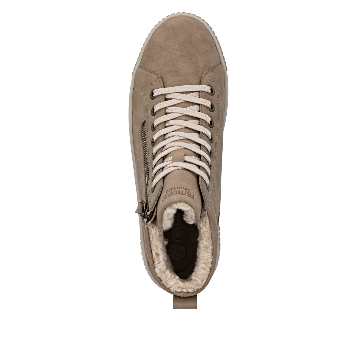 Braune remonte Damen Kurzstiefel D3B71-20 mit wasserabweisender TEX-Membran. Schuh von oben.