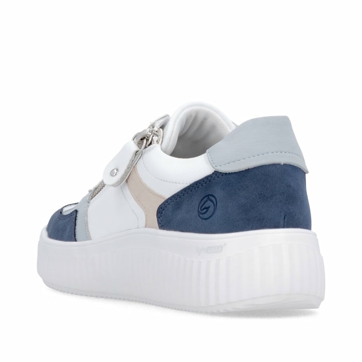 Chaussures à lacets remonte blanches femme D3E05-80 avec fermeture éclair. Chaussure vue de l'arrière.