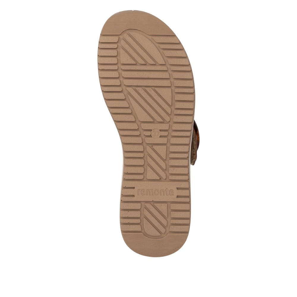 Braune remonte Damen Pantoletten D3J51-24 mit trendiger Schnalle. Schuh Laufsohle.