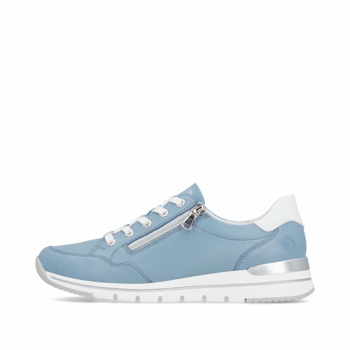 Blaue remonte Damen Sneaker Low R6716-12 mit Reißverschluss sowie Komfortweite G. Schuh Außenseite.