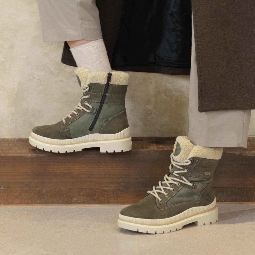 grüne remonte Schnürstiefel D0C77-54 getragen