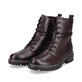 
Weinrote remonte Damen Biker Boots D0B75-35 mit einer dämpfenden Profilsohle. Schuhpaar schräg.