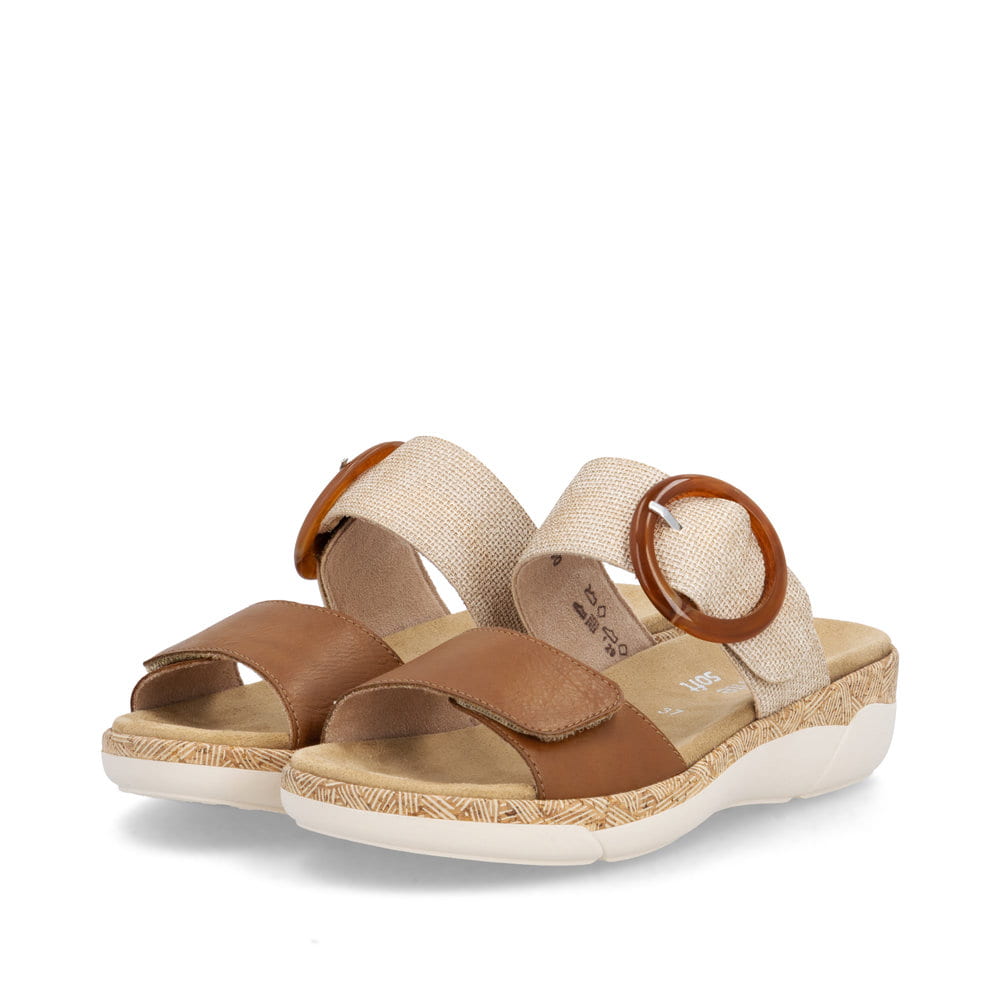 Mules remonte métalliques pour femme R6858-90 avec boucle tendance. Chaussures inclinées sur le côté.