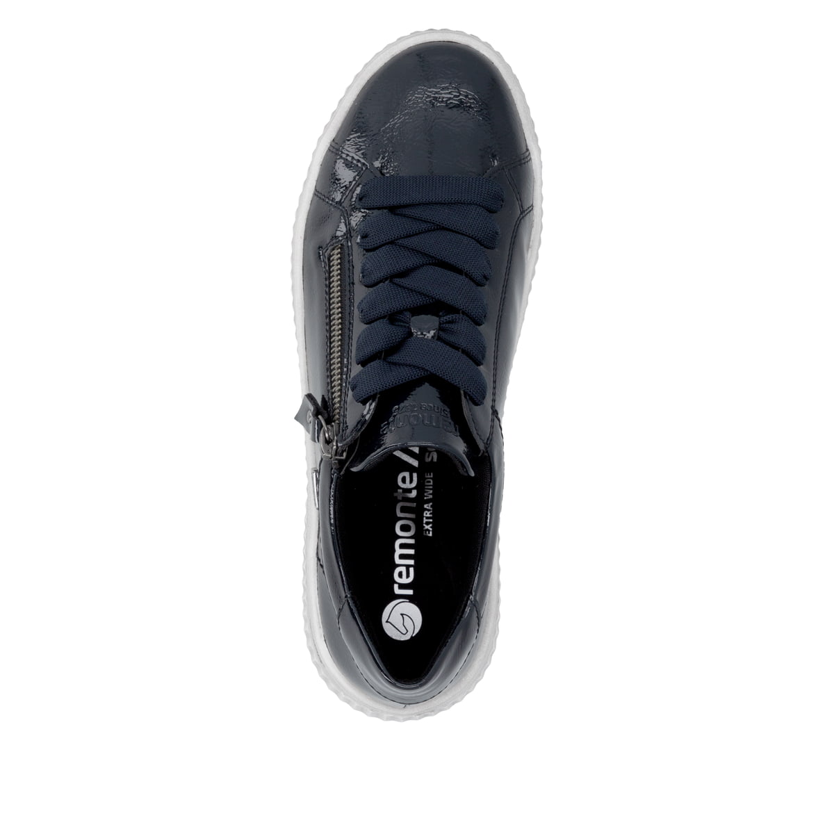 Baskets basses remonte bleues végan pour femmes D3E07-14. Chaussure vue de dessus.