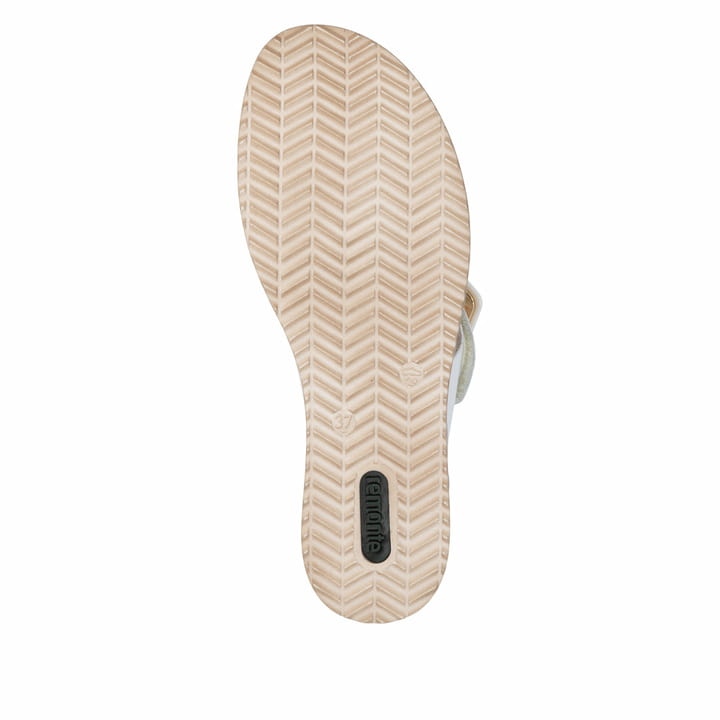 Weiße remonte Damen Pantoletten D6463-80 mit trendiger Schnalle. Schuh Laufsohle.