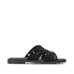 Mules remonte noires vegan pour femme D3647-00 avec bande élastique. Côté intérieur de la chaussure.