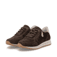 Dunkelbraun-beige remonte Damen Sneaker D0H19-25 mit einem Reißverschluss. Schuhpaar seitlich schräg.