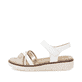 Weiße vegane remonte Riemchensandalen D2058-80 mit einem Klettverschluss. Schuh Außenseite.