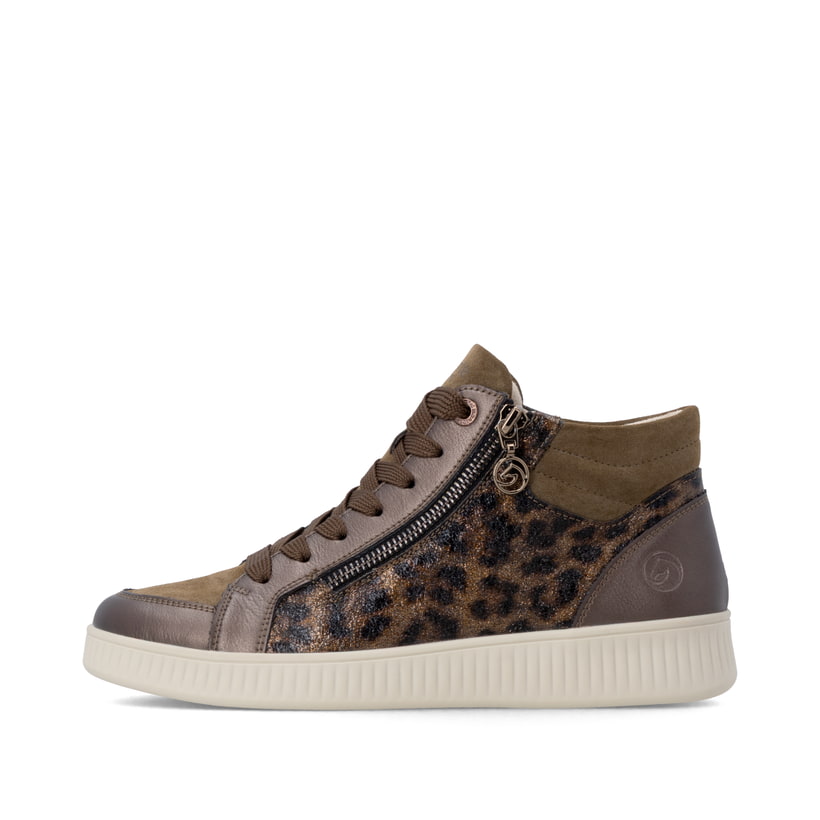 Baskets basses remonte métalliques femmes D2E70-90 avec fermeture éclair. Côté extérieur de la chaussure.