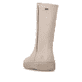Beige remonte Hochschaftstiefel D4A71-60 mit wasserabweisender TEX-Membran. Schuh von hinten.