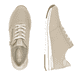 Beige remonte Damen Sneaker Low R6705-61 mit Reißverschluss sowie Komfortweite G. Schuh von oben, liegend.