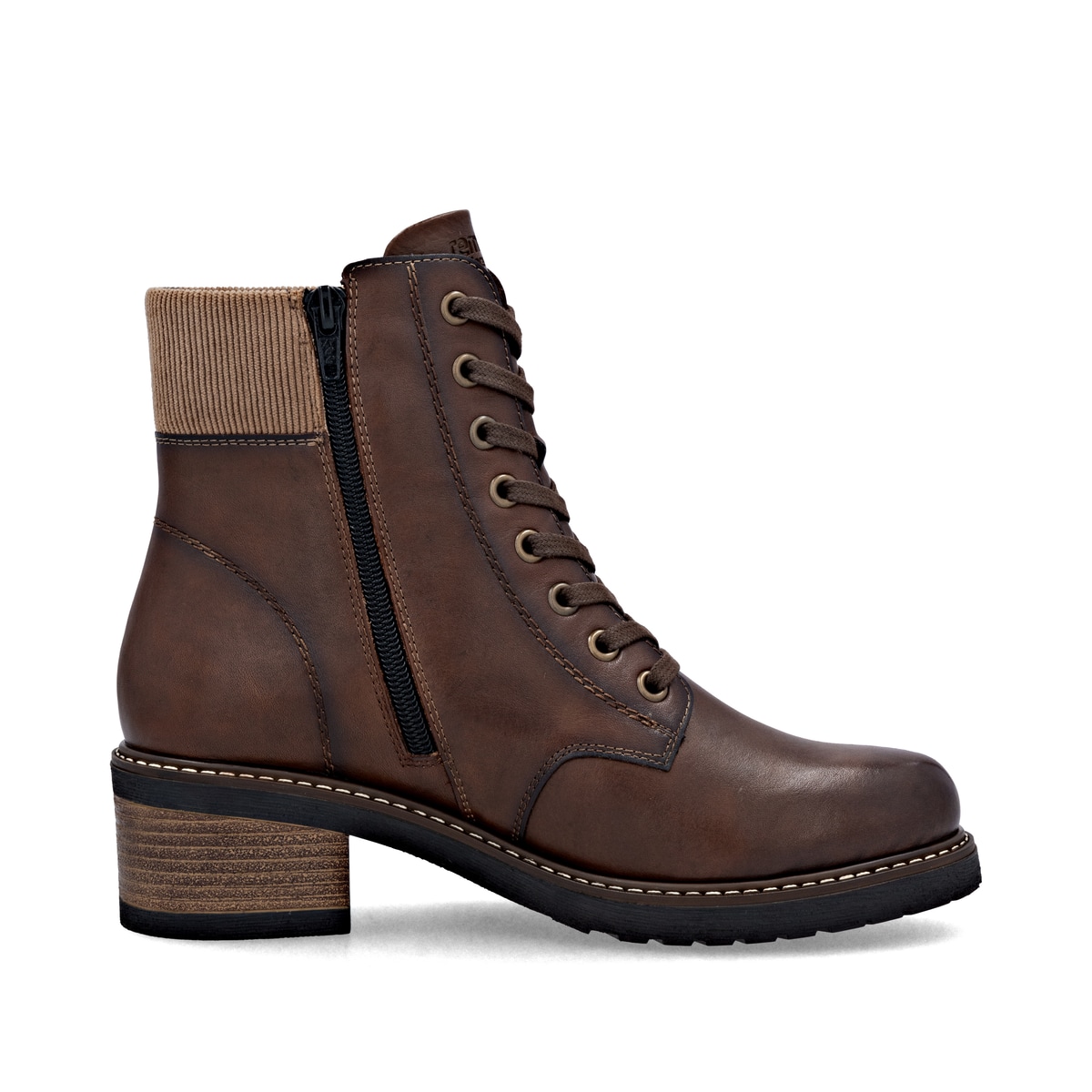 Bottines remonte marron pour femme D1A70-24 avec membrane remonteTEX. Chaussure vue de l'arrière.