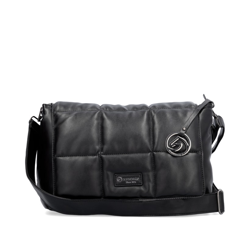 Sac à main remonte Q0716-00 en noir avec fermeture éclair et des bretelles ajustables. Face avant.