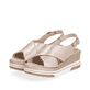 Metallicrosane remonte Keilsandaletten D1P53-31 mit Klettverschluss. Schuhpaar seitlich schräg.