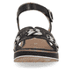 Schwarze remonte Keilsandaletten D6461-02 mit einem Klettverschluss. Schuh von vorne.