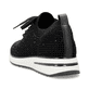 Schwarze remonte Damen Slipper D1G12-00 mit einem Gummizug. Schuh von hinten.